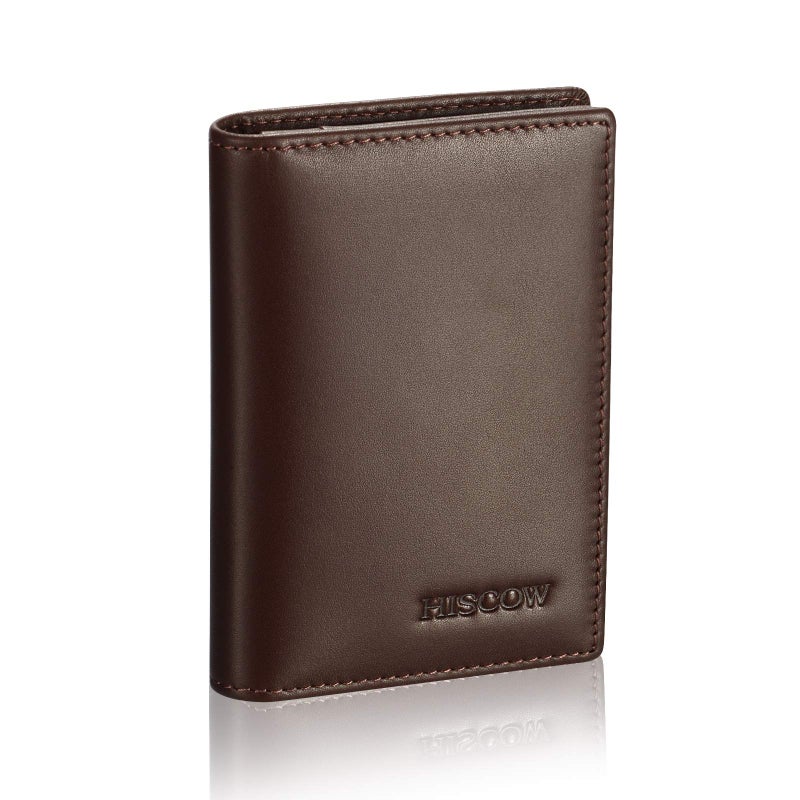 HISCOW Leather Business Card Case Holder for Men & Women, Italian Calfskin (Coffee) - Image 1